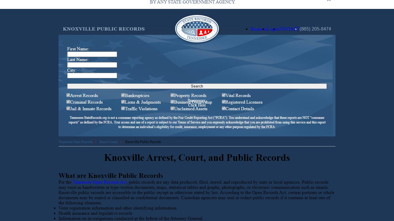 Knoxville Arrest and Public Records | Tennessee.StateRecords.org